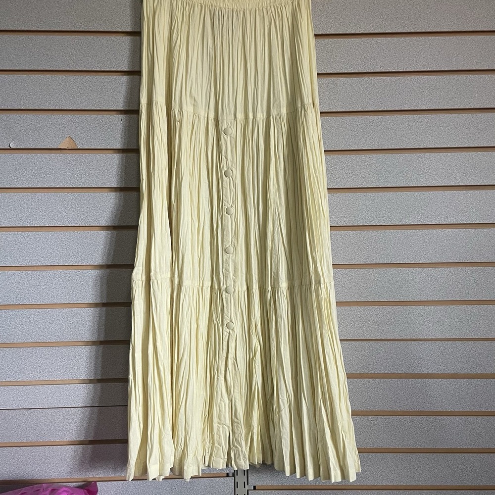 Boho Tiered Pleated Maxi Skirt Elastic Waist A Line VTG Sugar Ranch Western OS